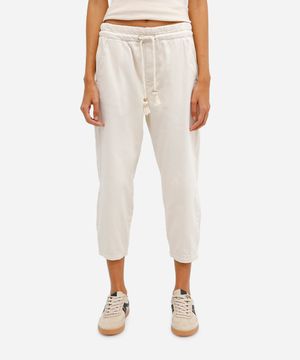 calça clochard feminina de sarja bege
