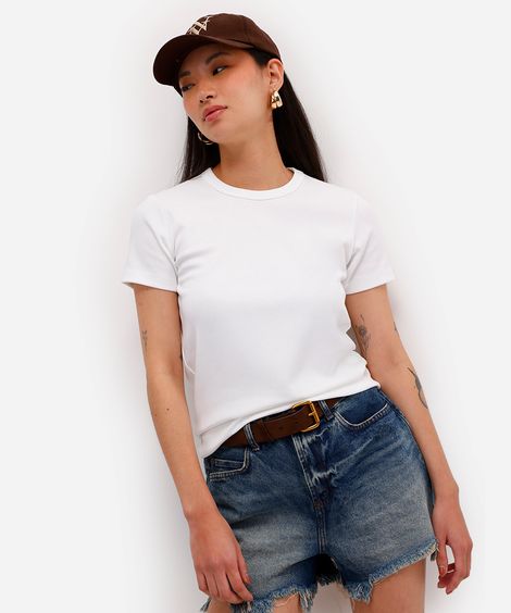 camiseta feminina de algodão peruano off white