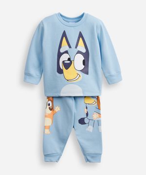 pijama longo moletinho bluey azul