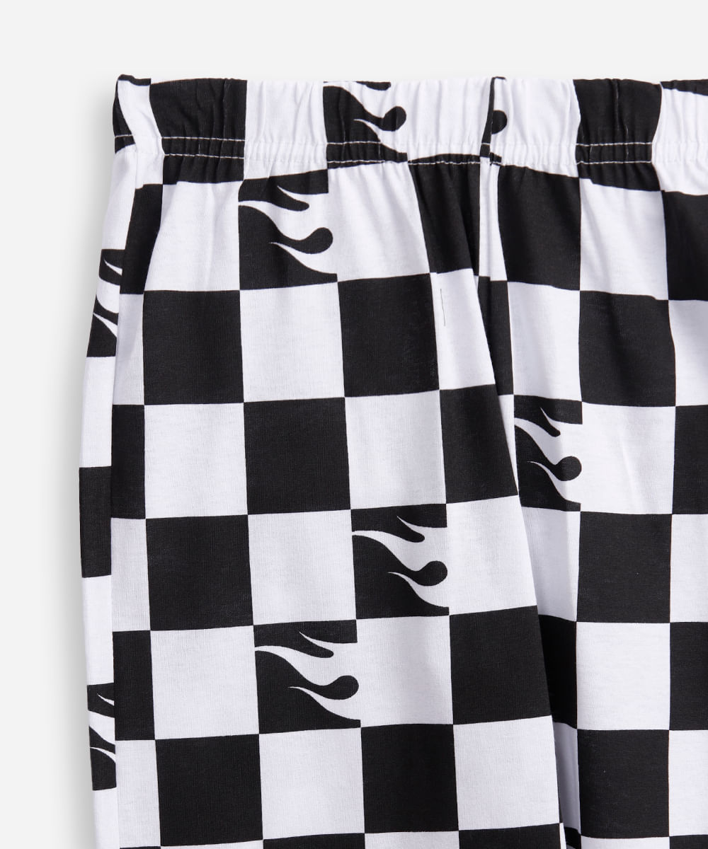 pijama longo infantil hot wheels xadrez preto