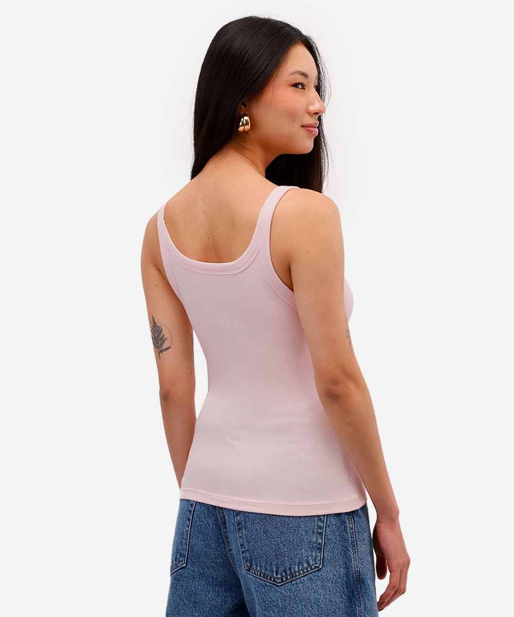 regata básica feminina canelada rosa