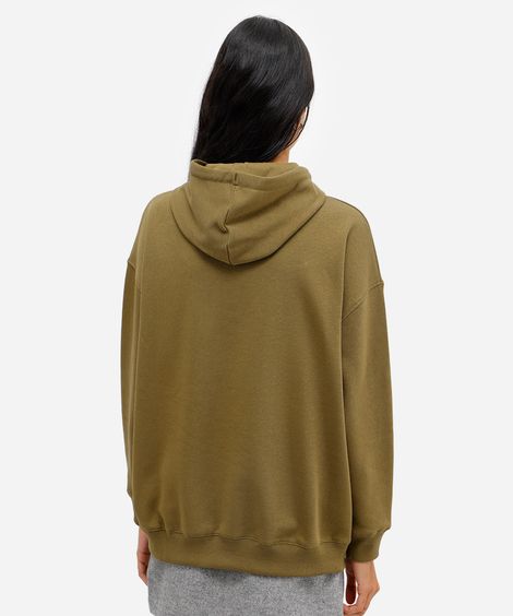 blusão feminino de moletom felpado com capuz snoopy verde