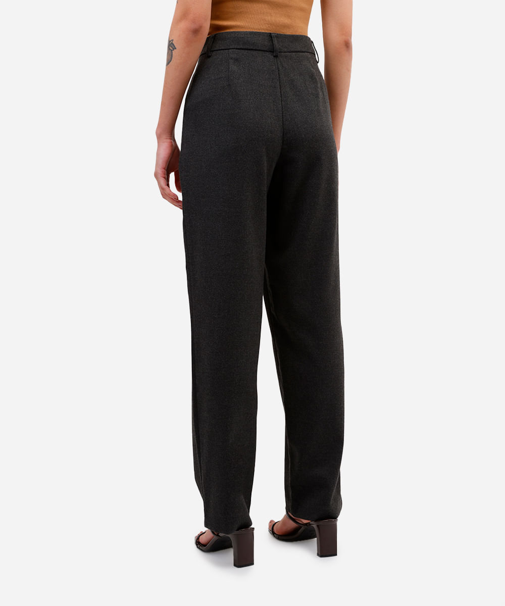 calça feminina de alfaiataria cintura alta cinza