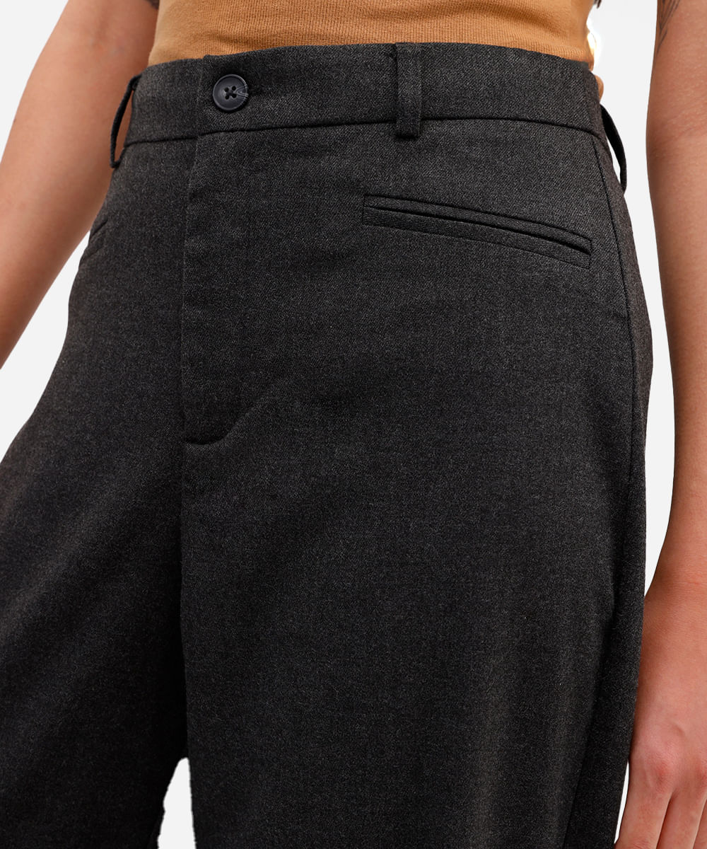 calça feminina de alfaiataria cintura alta cinza