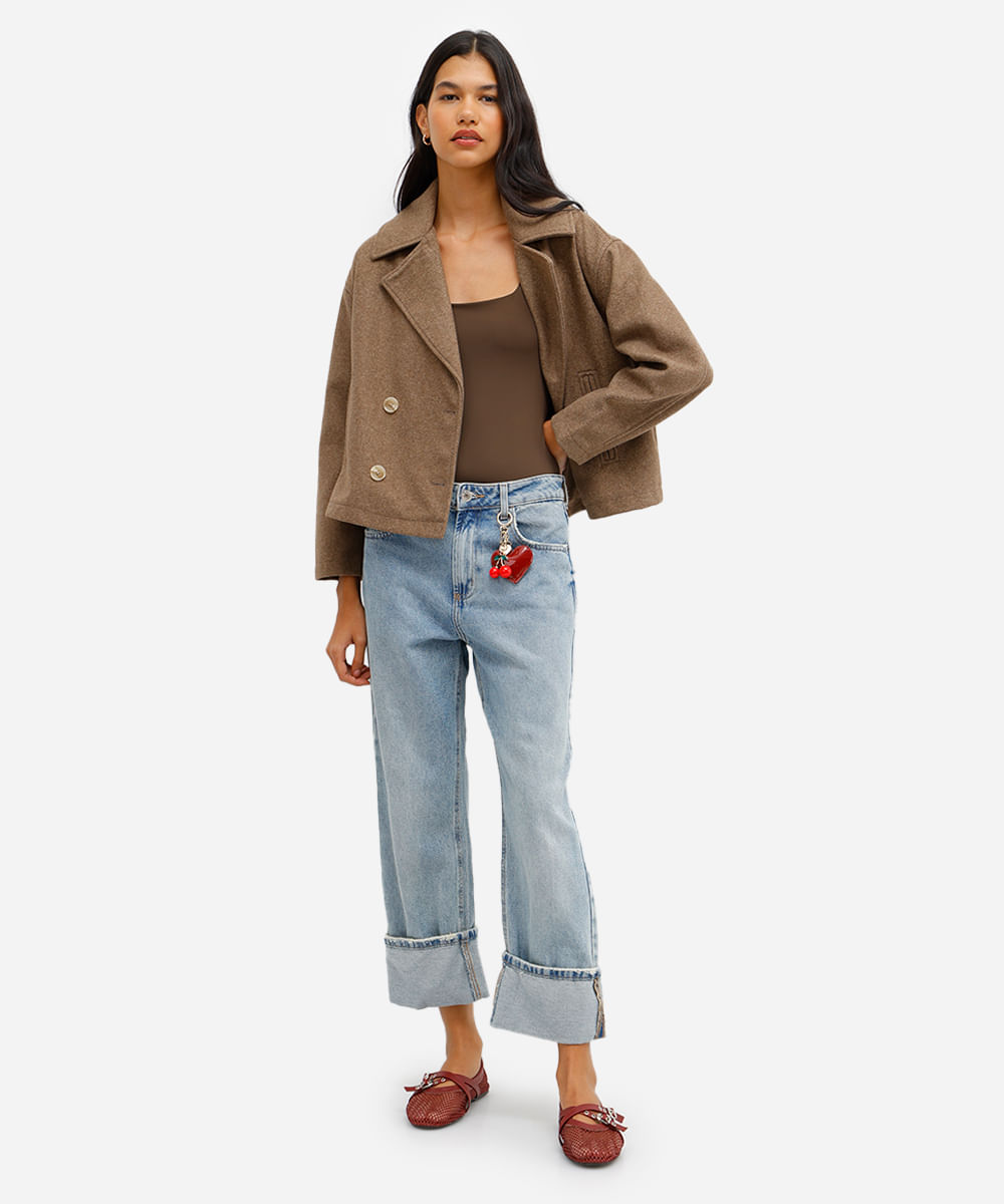 body feminino decote quadrado manga longa marrom