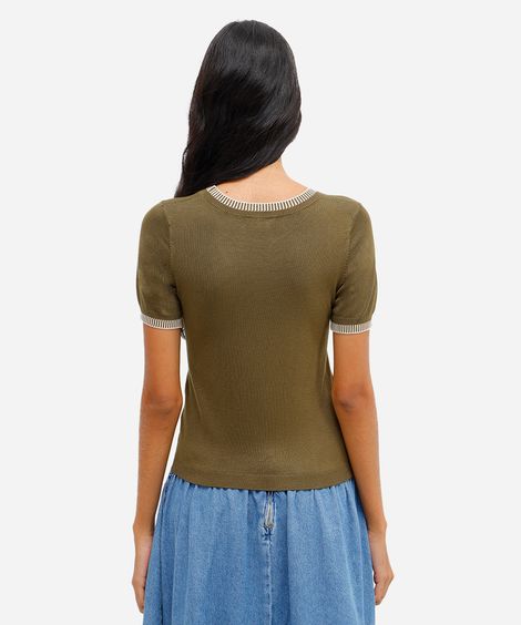 blusa feminina de tricot manga curta verde