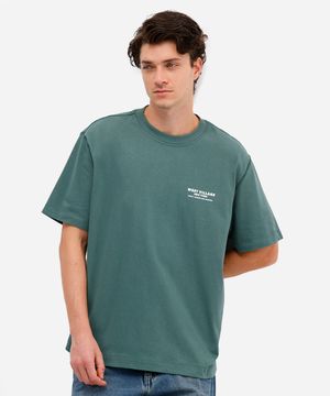 camiseta masculina de algodão estampada verde