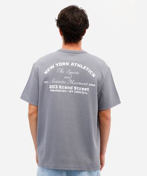 camiseta masculina de algodão new york cinza