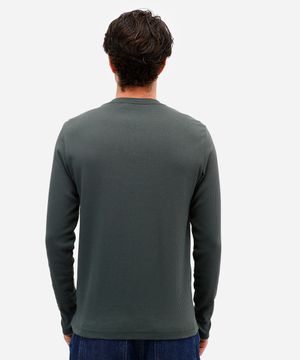 blusa masculina de algodão slim fit manga longa verde