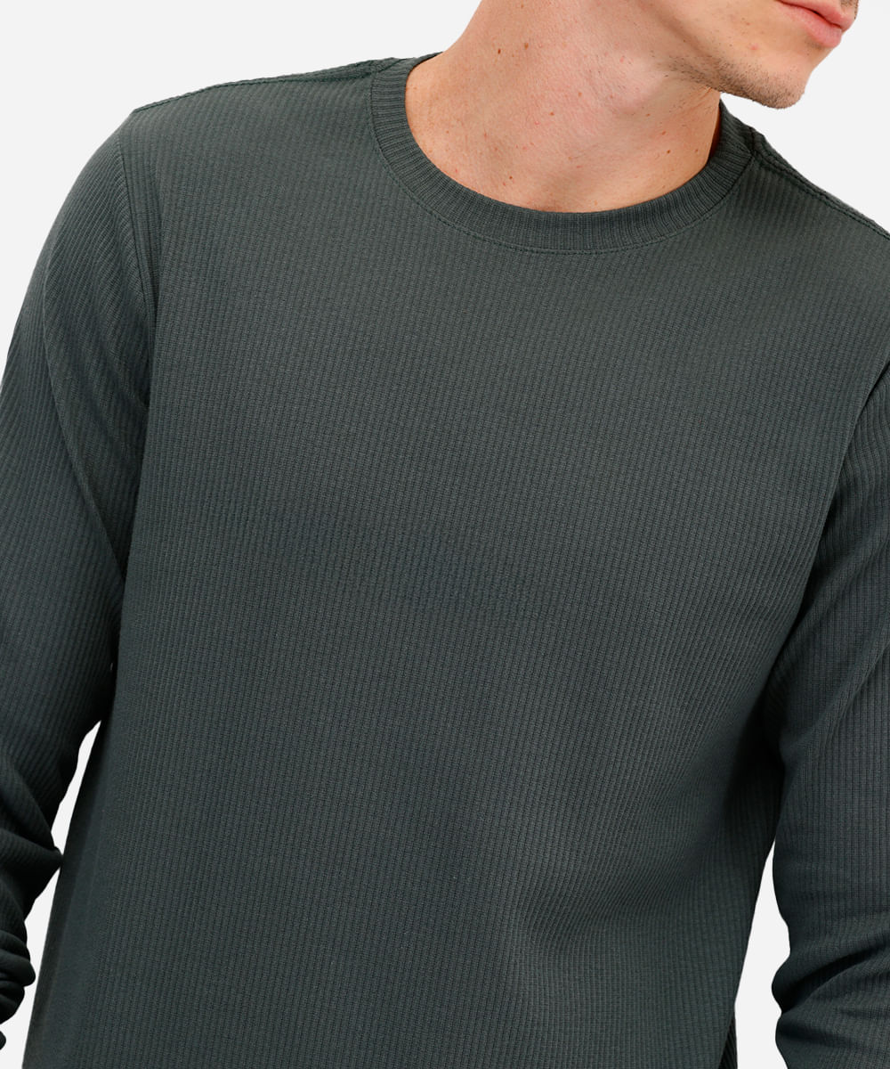 blusa masculina de algodão slim fit manga longa verde