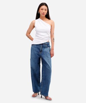 calça feminina jeans com brilhos azul