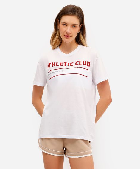 camiseta oversized feminina de algodão estampada branca
