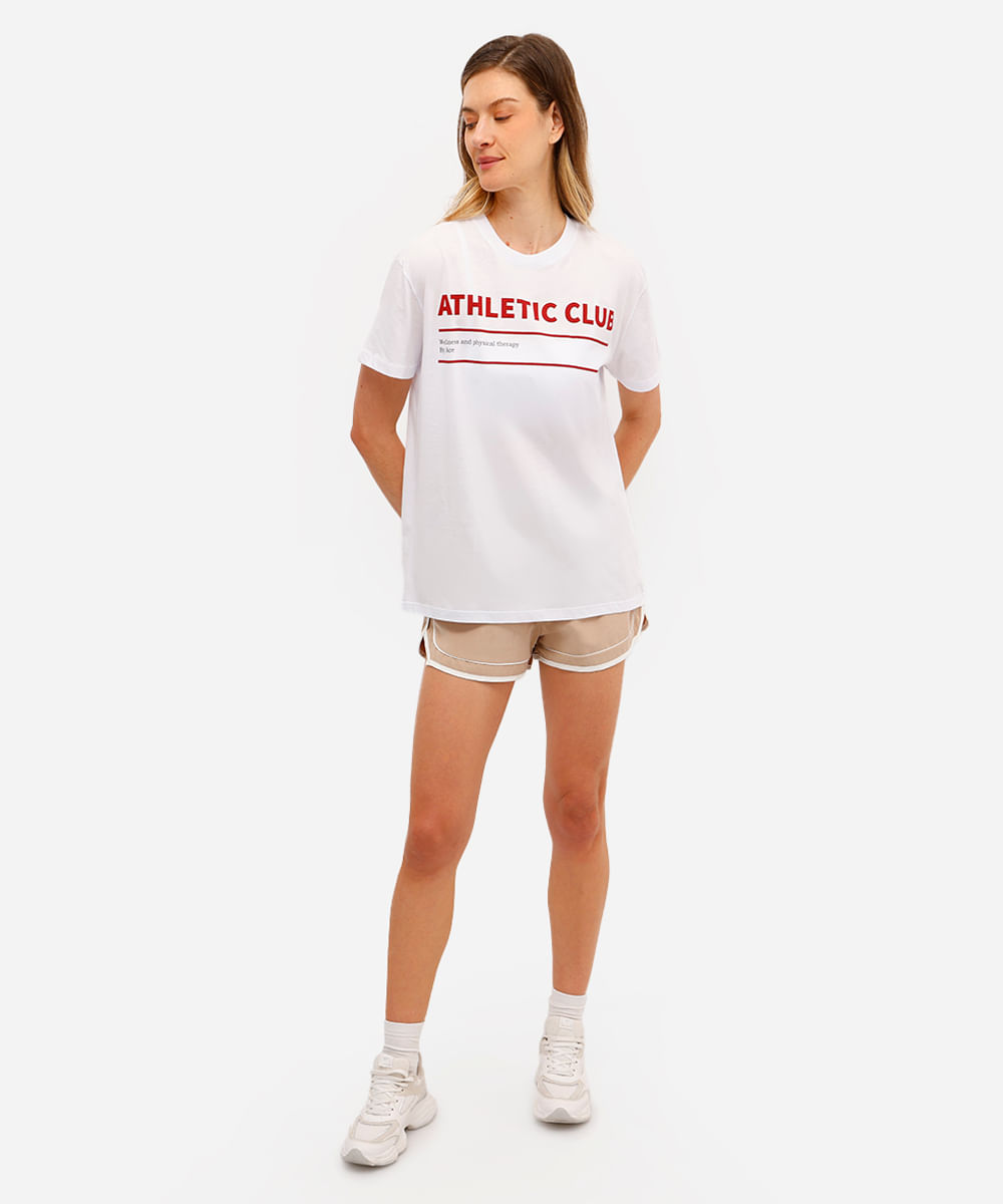 camiseta oversized feminina de algodão estampada branca
