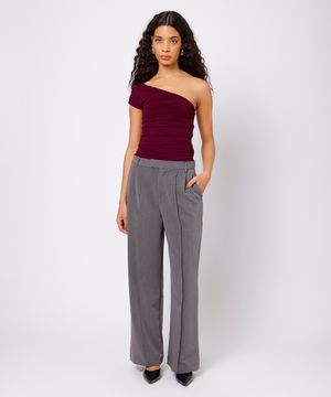 calça feminina de alfaiataria mindset cinza