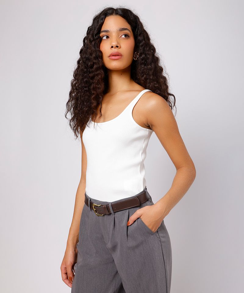 regata feminina canelada mindset off white