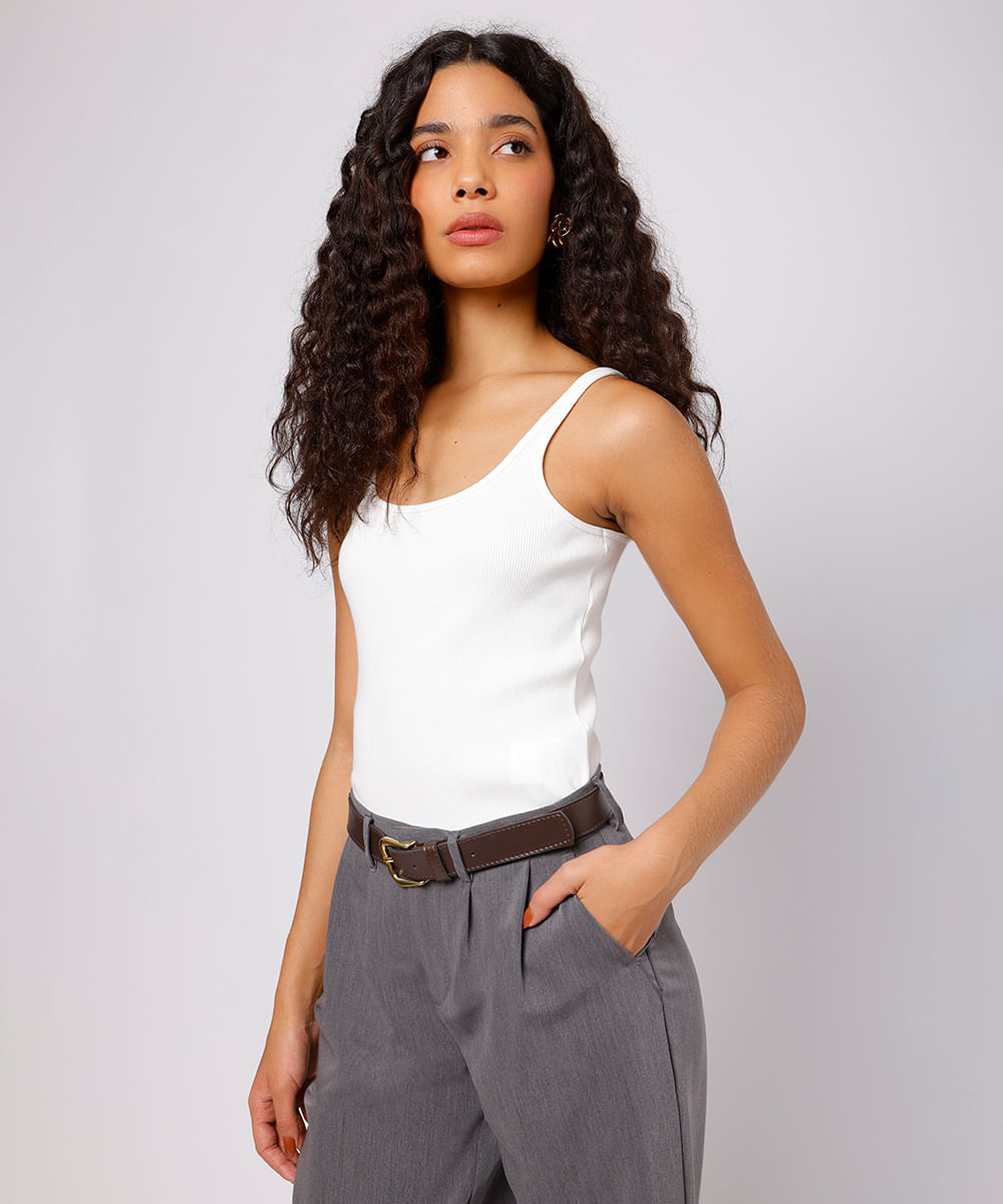 regata feminina canelada mindset off white