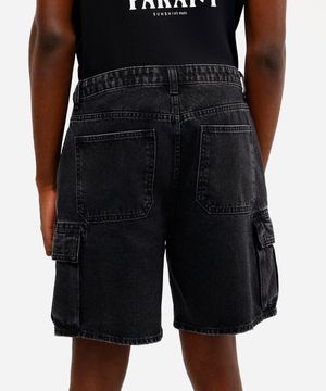 bermuda baggy masculina jeans bolso cargo preta
