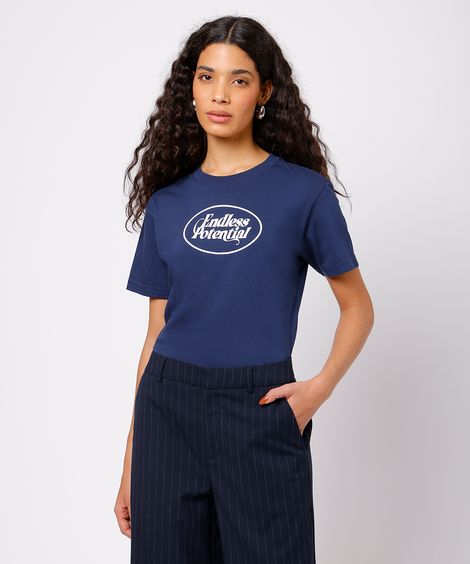 camiseta feminina de algodão endless potential mindset azul