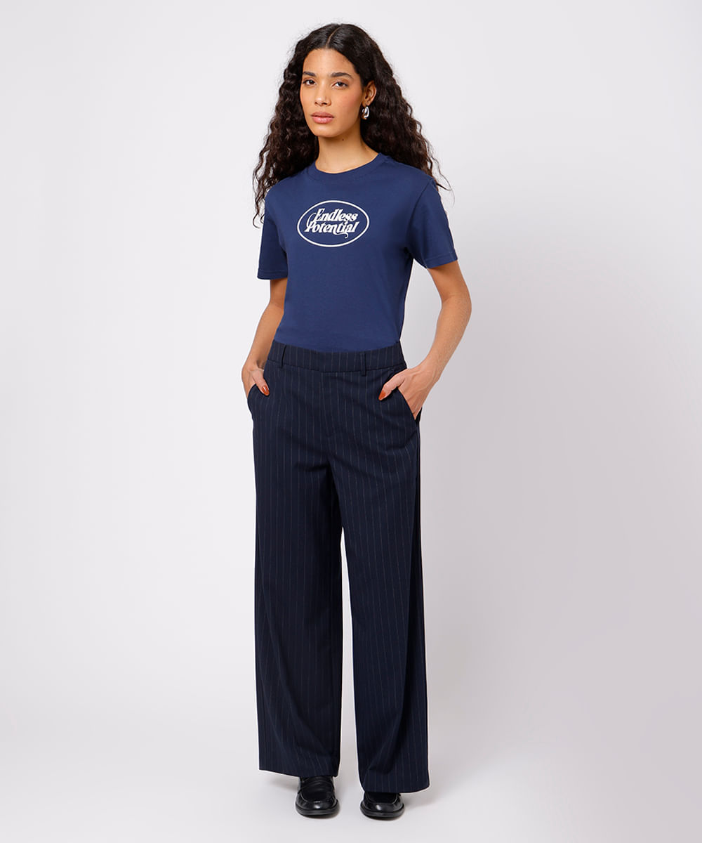 camiseta feminina de algodão endless potential mindset azul