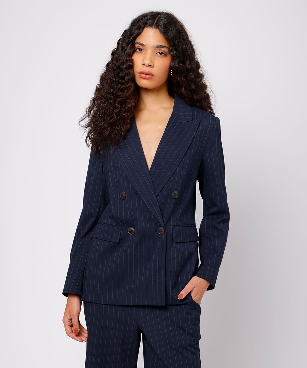 blazer de alfaiataria feminino mindset azul