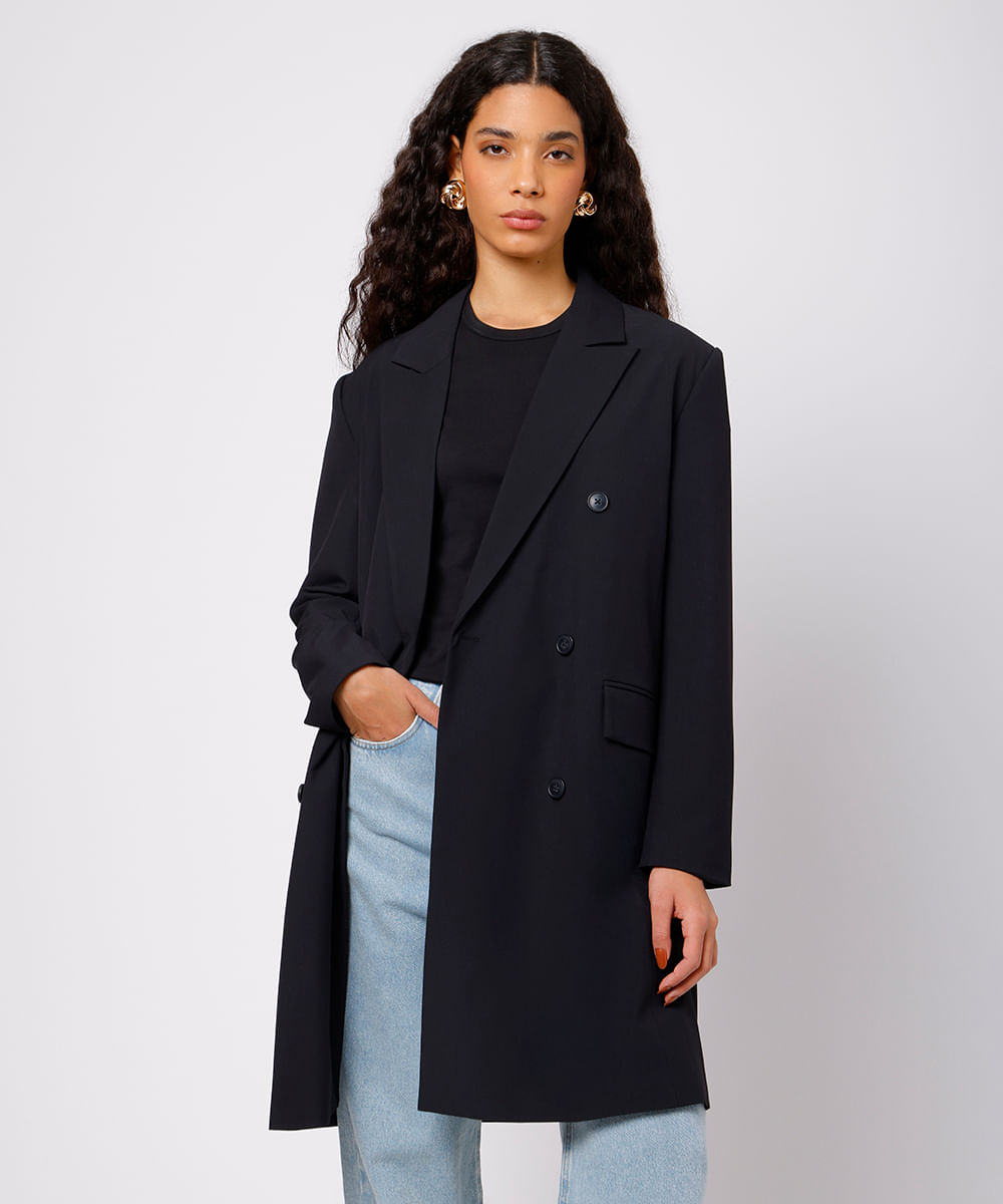 casaco de alfaiataria feminino mindset preto