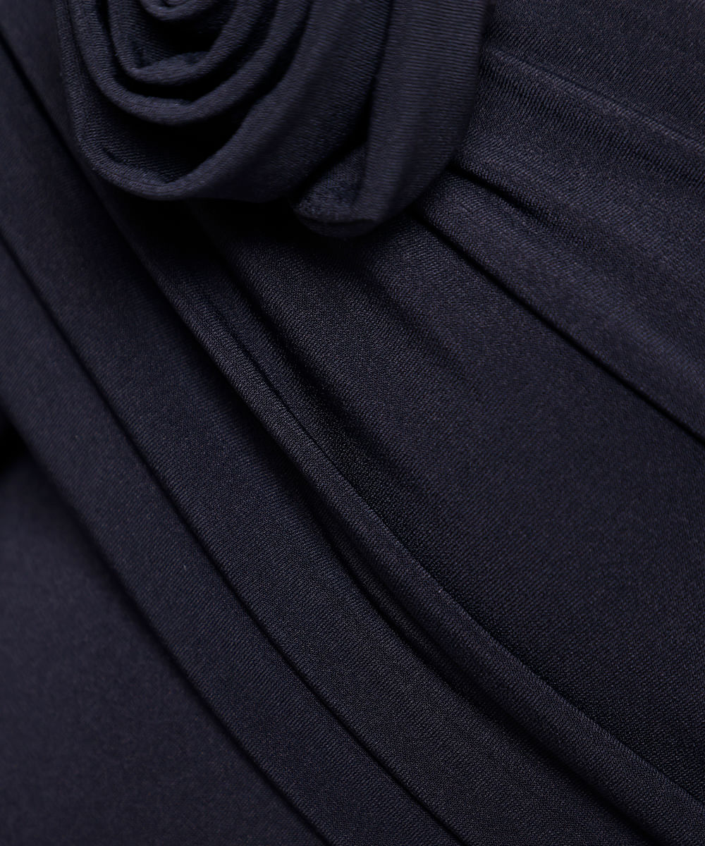 blusa ombro a ombro feminina manga longa floral mindset preta