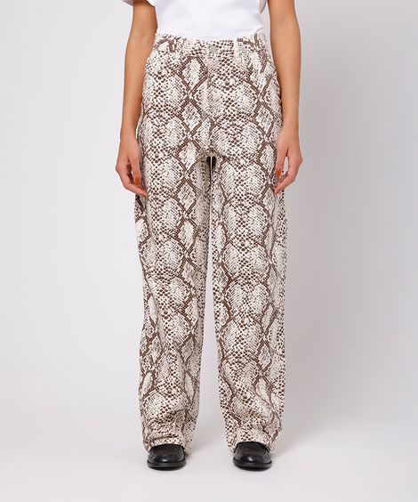calça reta copenhagen feminina de sarja animal print colorida