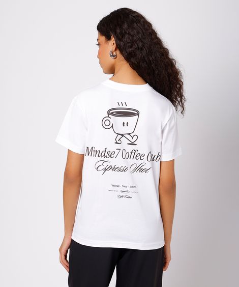 camiseta feminina de algodão coffee club mindset off white