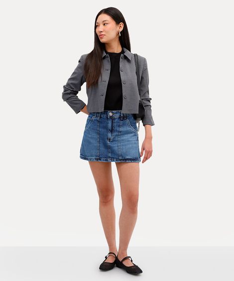 minissaia feminina jeans yan acioli azul