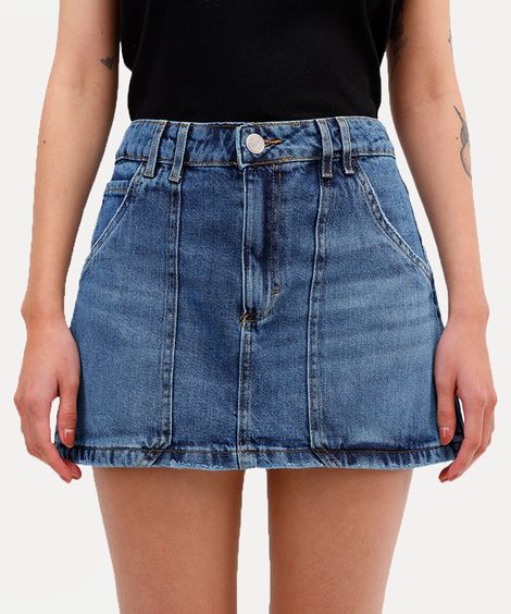 minissaia feminina jeans yan acioli azul
