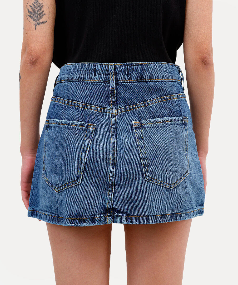 minissaia feminina jeans yan acioli azul