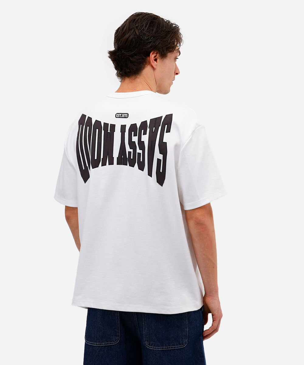 camiseta masculina de algodão estampada off white