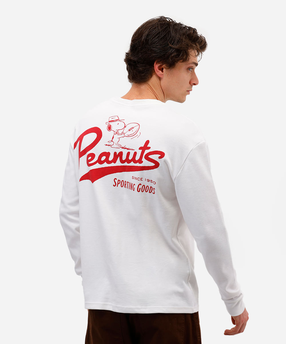 camiseta masculina manga longa snoopy off white