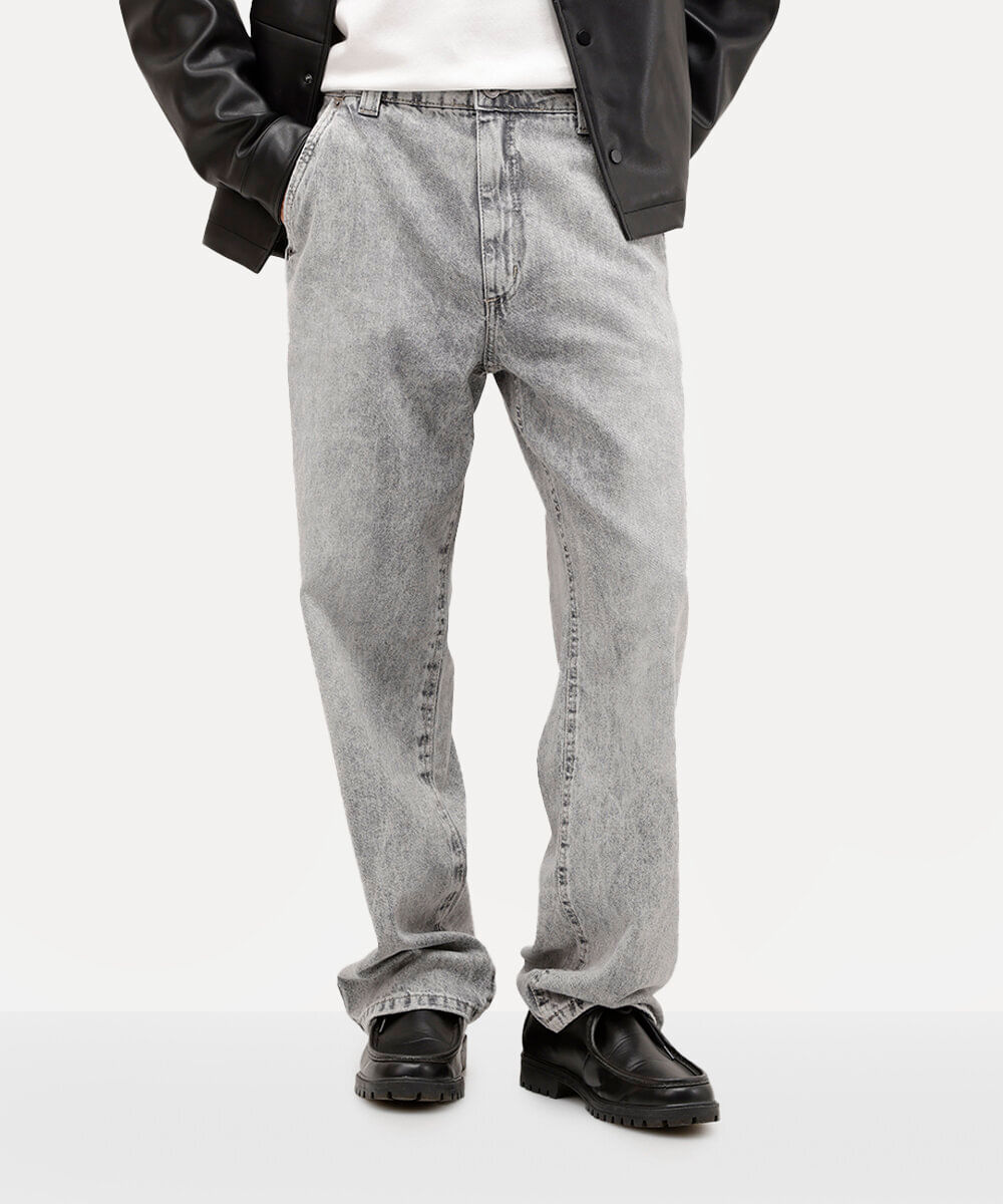 calça baggy masculina jeans cinza
