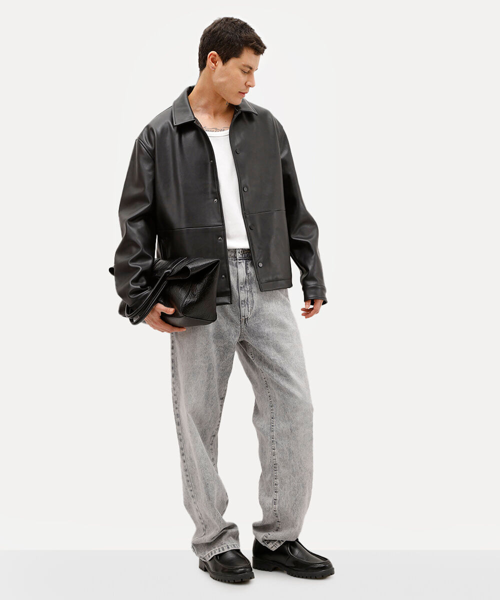 calça baggy masculina jeans cinza