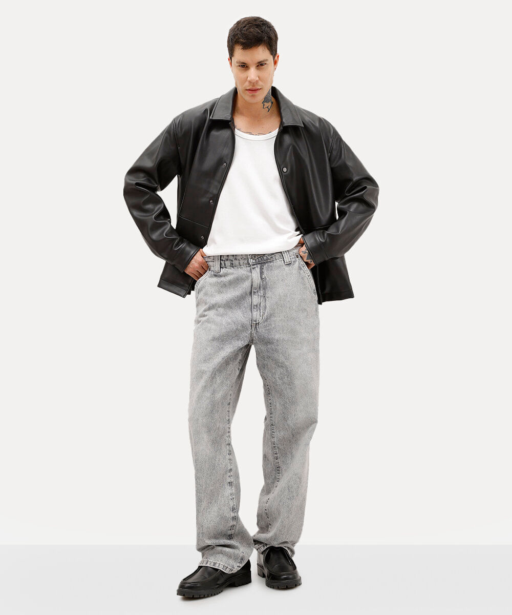 calça baggy masculina jeans cinza