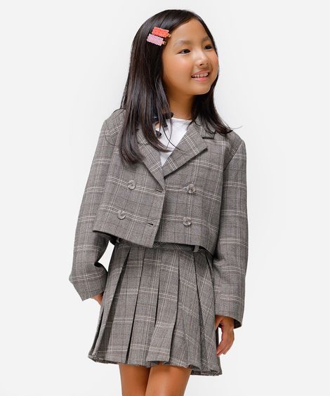 blazer infantil xadrez cinza