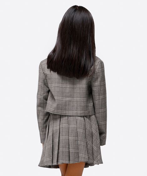 blazer infantil xadrez cinza