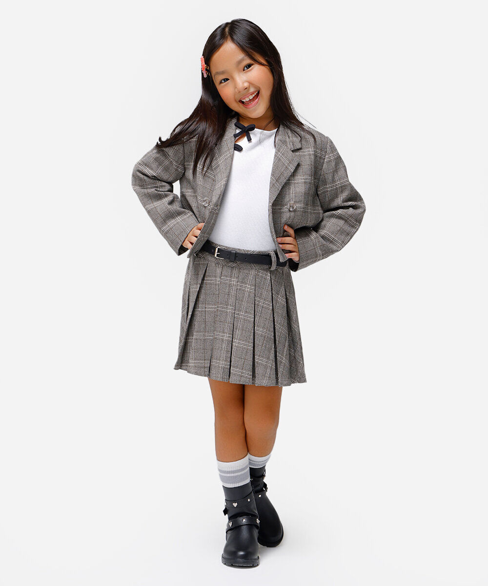blazer infantil xadrez cinza