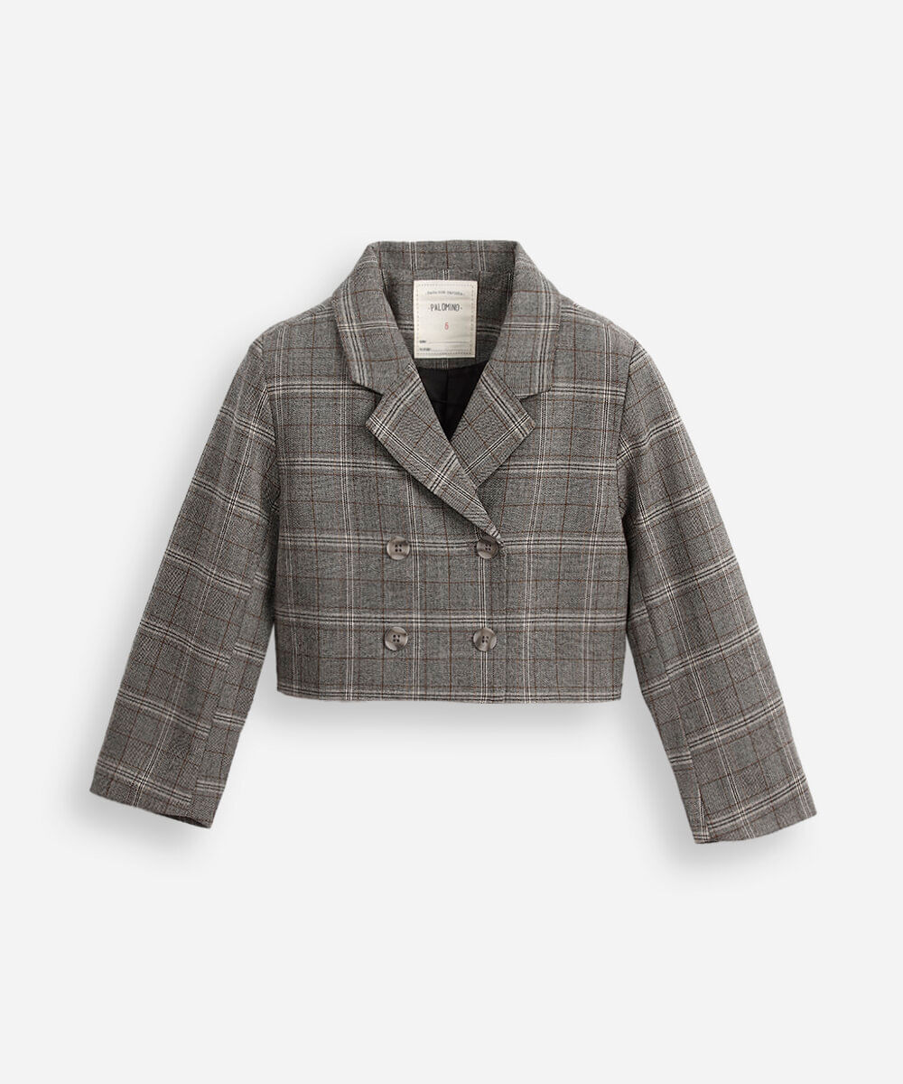 blazer infantil xadrez cinza