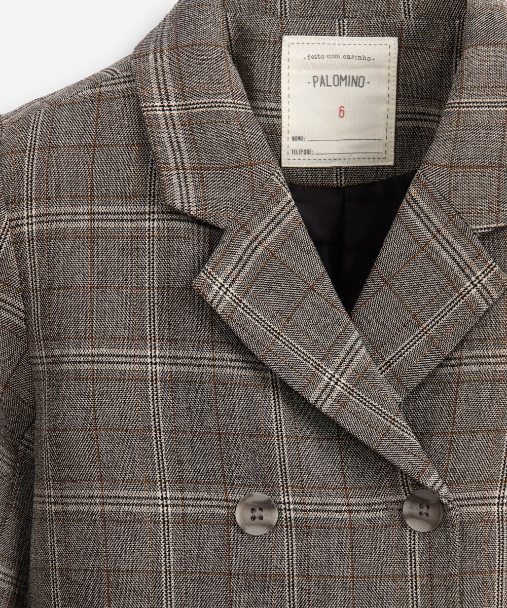blazer infantil xadrez cinza