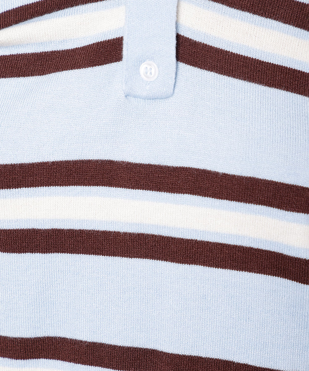 polo feminina de tricot listrada mindset azul