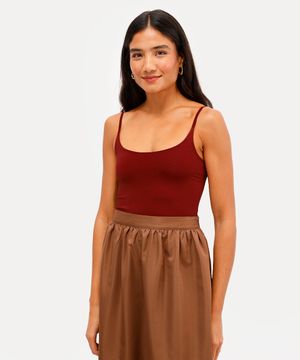 body feminino de poliamida alça fina vinho