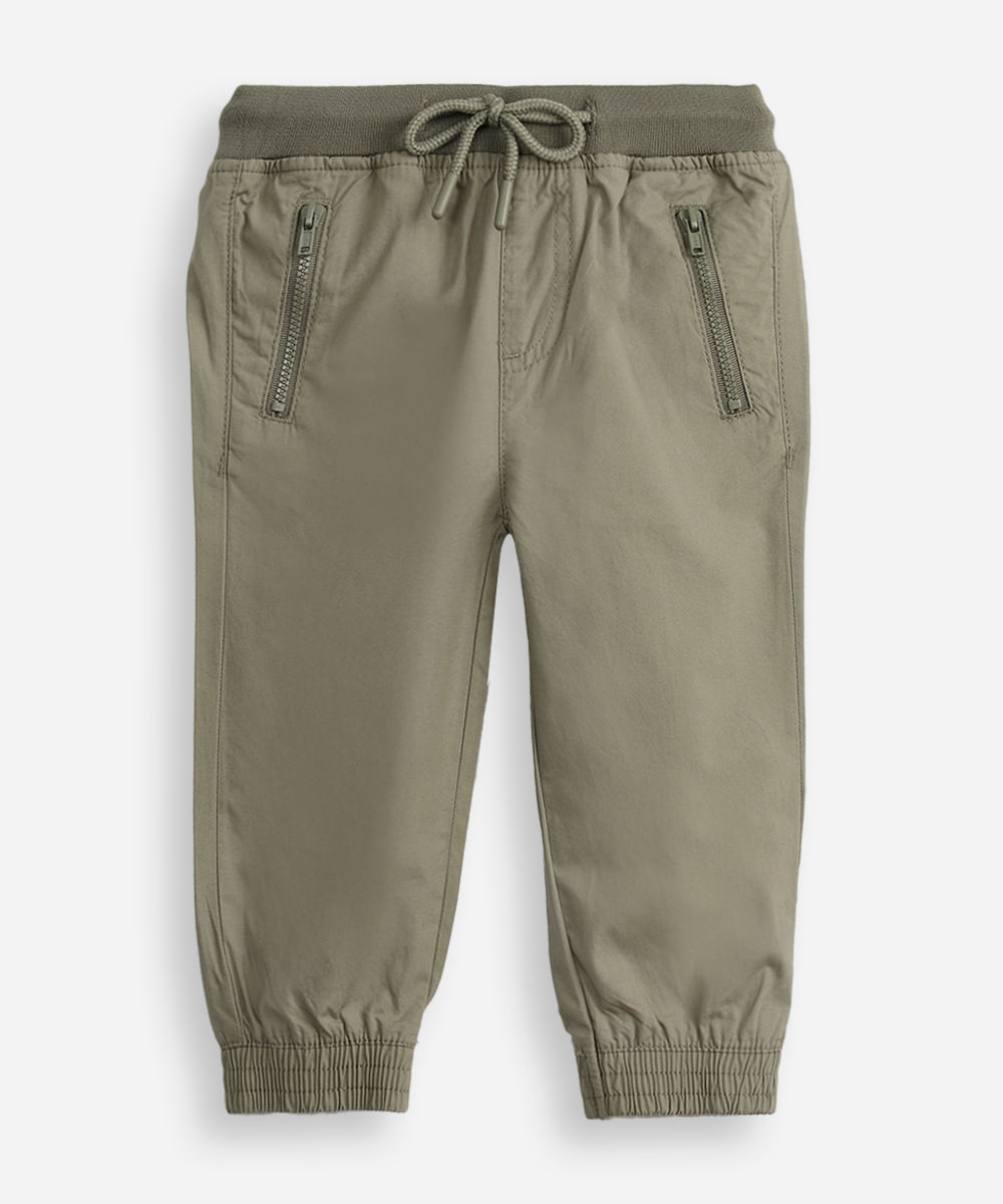 calça jogger de sarja infantil verde