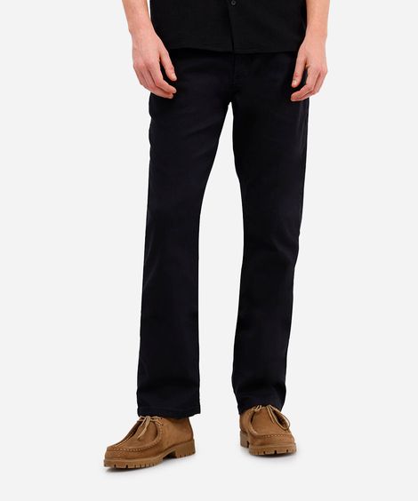 calça reta masculina de sarja com bolsos - black jeans
