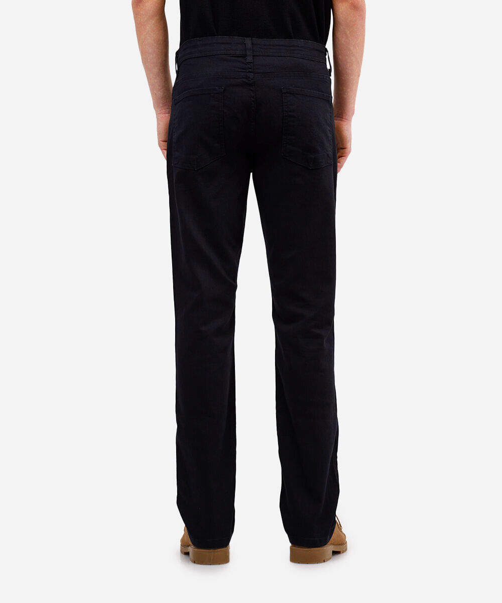calça reta masculina de sarja com bolsos - black jeans
