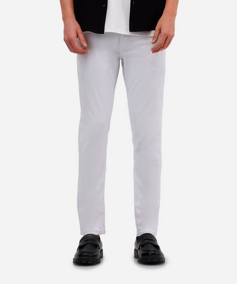 calça slim comfort masculina de sarja branca