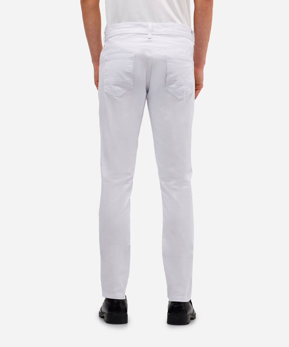 calça slim comfort masculina de sarja branca