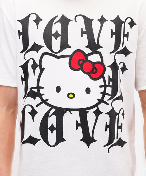 camiseta masculina manga curta hello kitty off white
