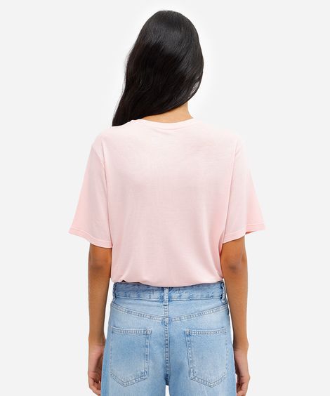 camiseta feminina de viscose hello kitty com amarração rosa